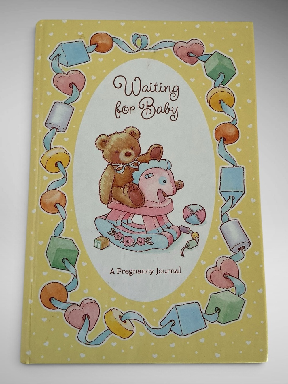 Hallmark Vintage Waiting for Baby Pregnancy Journal Yellow Teddy Bear Keepsake